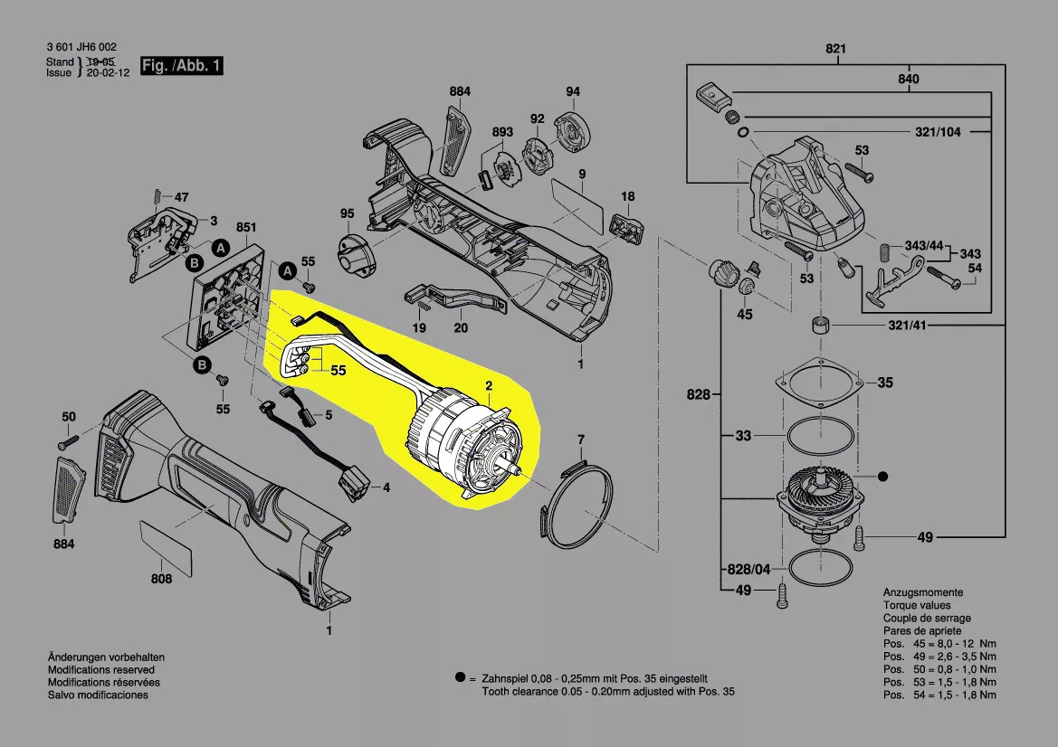 Moteur 18V réf. 1 607 022 661 Bosch